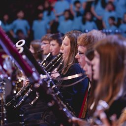 Wind section of a youth orchestra