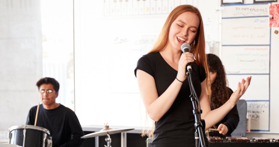 Teenagers playing in a band