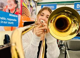 Student playing the trumpet